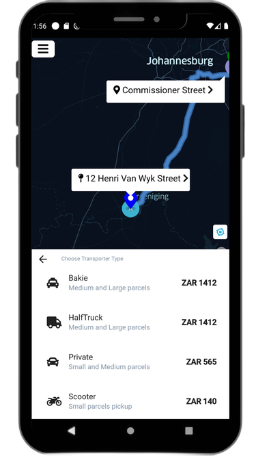 Choose a delivery vehicle and see the trip price in Parcel Quest